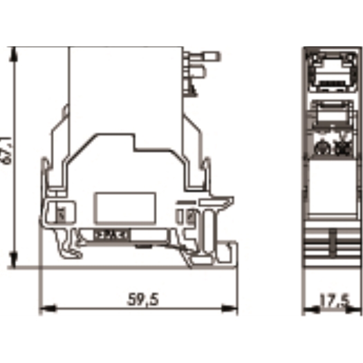 Tragschienen-Verbinder inkl. RJ45 Modul A Cat.6A(IEC)